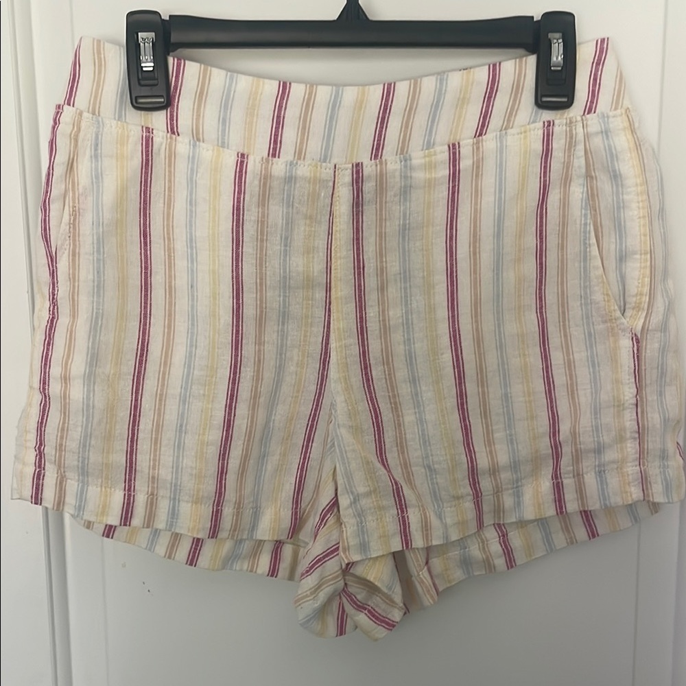 GAP Linen Shorts. Magenta, Blue, Yellow, Khaki. Flat Front, elastic Back.